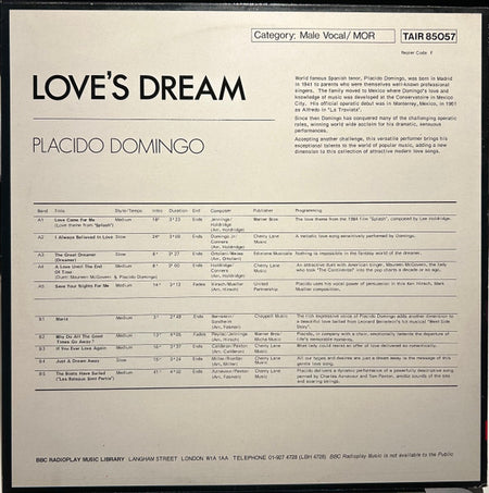 Placido Domingo : Save Your Nights For Me (Love's Dream) (LP, Album)