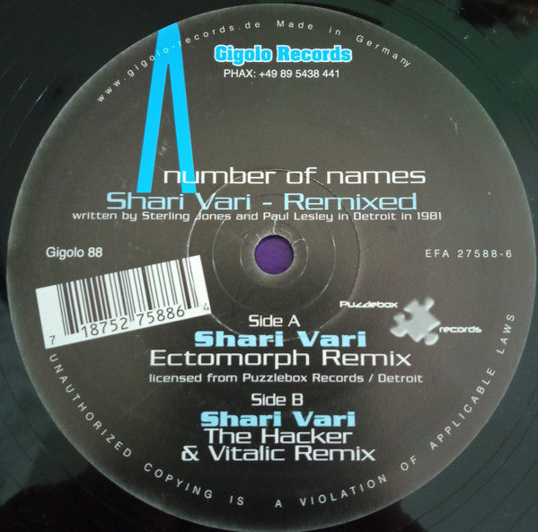 A Number Of Names : Shari Vari - Remixed (12")