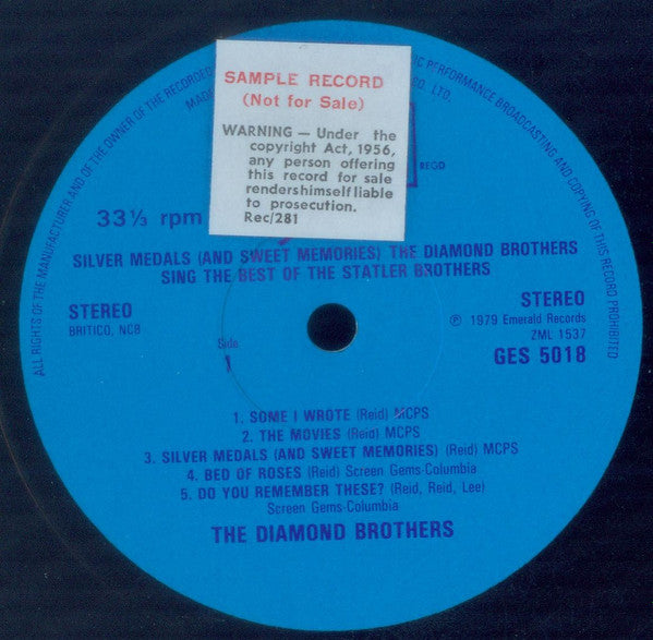The Diamond Brothers : Silver Medals (And Sweet Memories) - The Diamond Brothers Sing The Best Of The Statler Brothers (LP, Album)