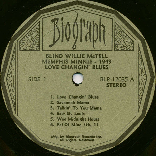 Blind Willie McTell / Memphis Minnie : 1949 Love Changin' Blues (LP, Comp)