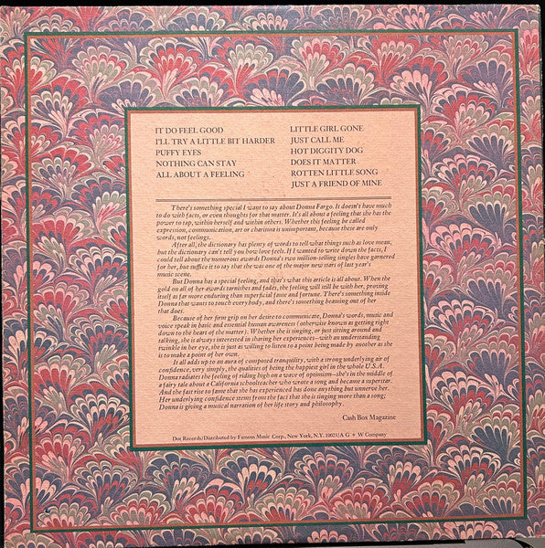Donna Fargo : All About A Feeling (LP, Album, PRC)