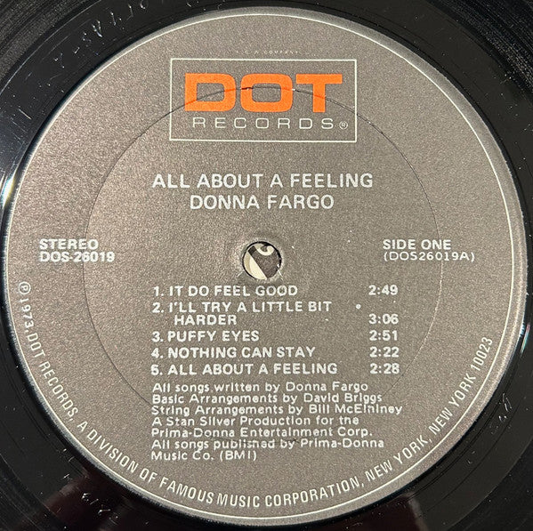 Donna Fargo : All About A Feeling (LP, Album, PRC)
