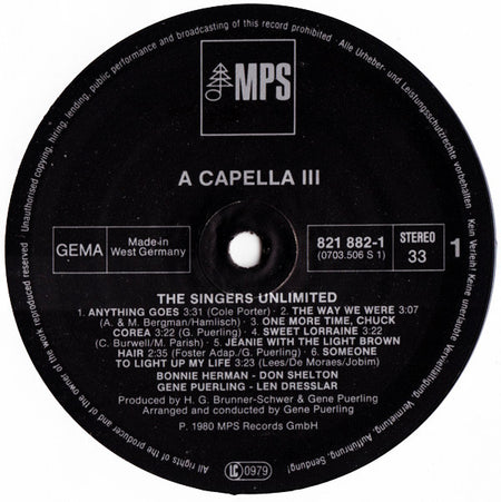 The Singers Unlimited : A Capella III (LP, Album)