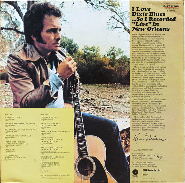 Merle Haggard And The Strangers (5) : I Love Dixie Blues ... So I Recorded "Live" In New Orleans (LP, Album)