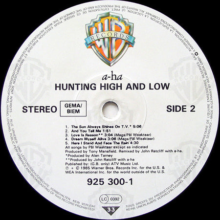 a-ha : Hunting High And Low (LP, Album)