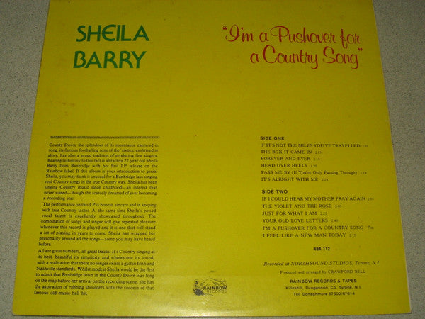 Sheila Barry : I'm A Pushover For A Country Song (LP, Album)