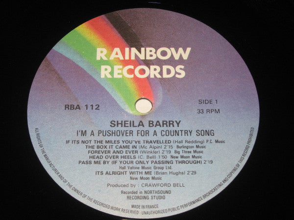 Sheila Barry : I'm A Pushover For A Country Song (LP, Album)