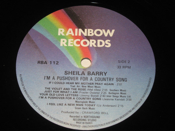 Sheila Barry : I'm A Pushover For A Country Song (LP, Album)