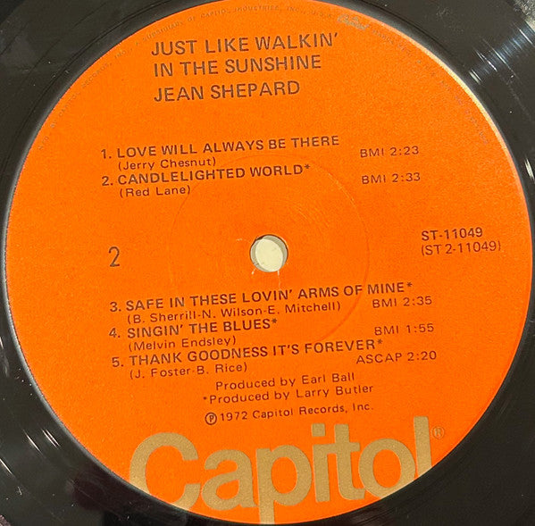 Jean Shepard : Just Like Walkin' In The Sunshine (LP, Album)