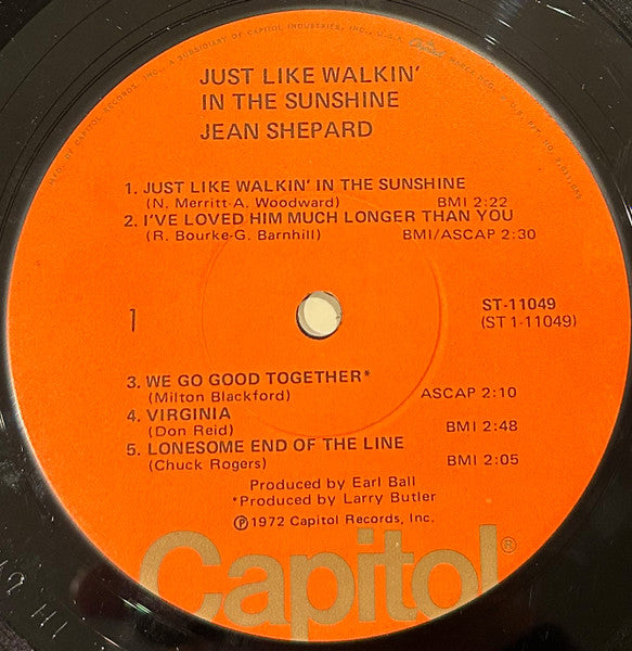Jean Shepard : Just Like Walkin' In The Sunshine (LP, Album)