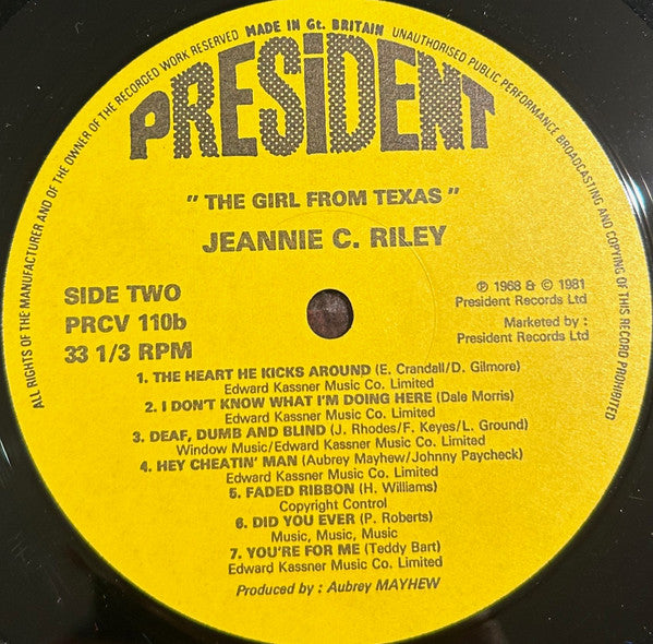 Jeannie C. Riley : The Girl From Texas (LP, Album)