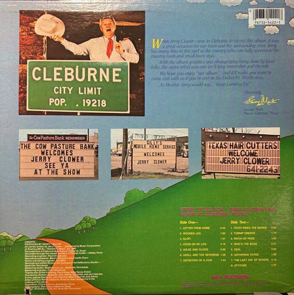 Jerry Clower : Live At Cleburne, Texas (LP, Album, Glo)