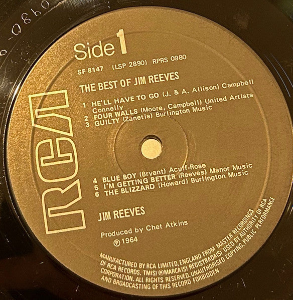 Jim Reeves : The Best Of Jim Reeves (LP, Comp)