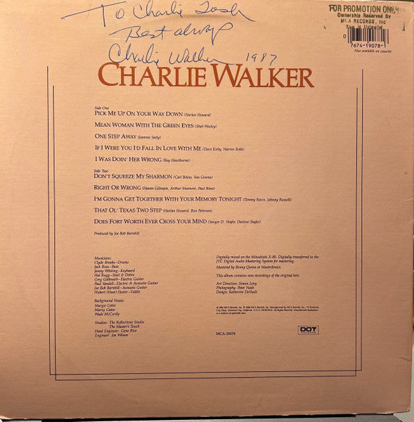 Charlie Walker (2) : Charlie Walker (LP, Album, Glo)