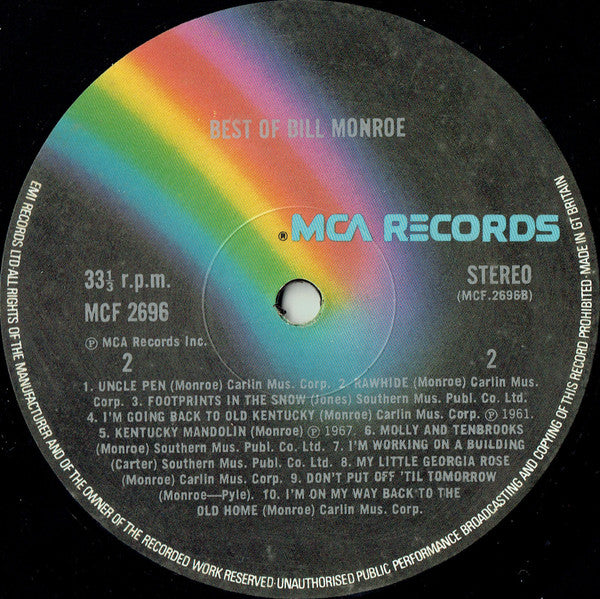 Bill Monroe And His Blue Grass Boys* : Best Of Bill Monroe And His Blue Grass Boys (LP, Album, Comp, RM)