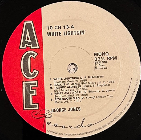 George Jones (2) : White Lightnin' (10", Album, Comp, Mono, Orl)