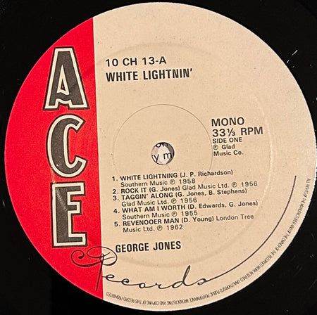 George Jones (2) : White Lightnin' (10", Album, Comp, Mono, Orl)