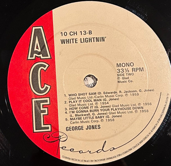 George Jones (2) : White Lightnin' (10", Album, Comp, Mono, Orl)