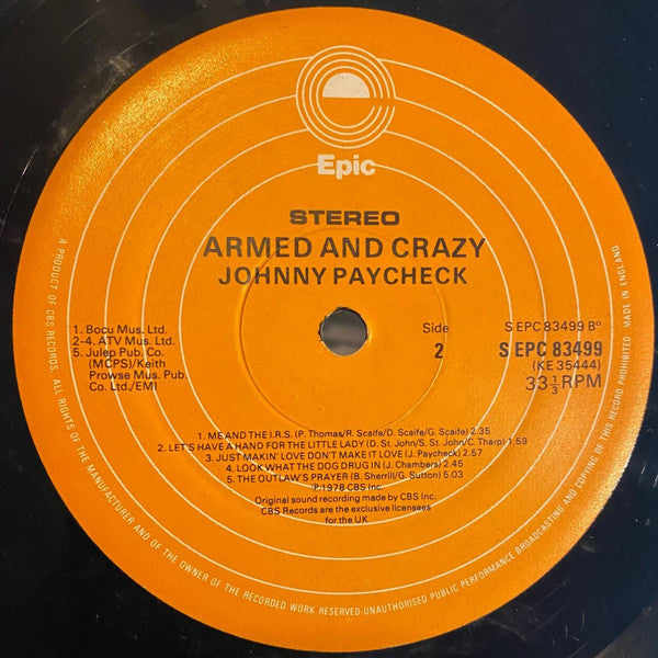 Johnny Paycheck : Armed And Crazy (LP, Album)
