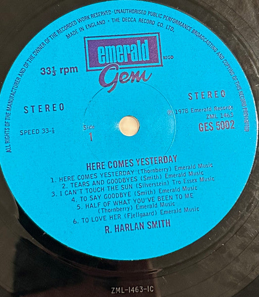 R. Harlan Smith : Here Comes Yesterday (LP, Album)