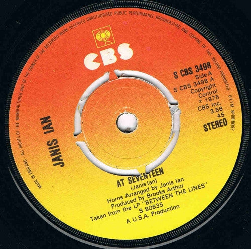 Janis Ian : At Seventeen (7", Single, Kno)