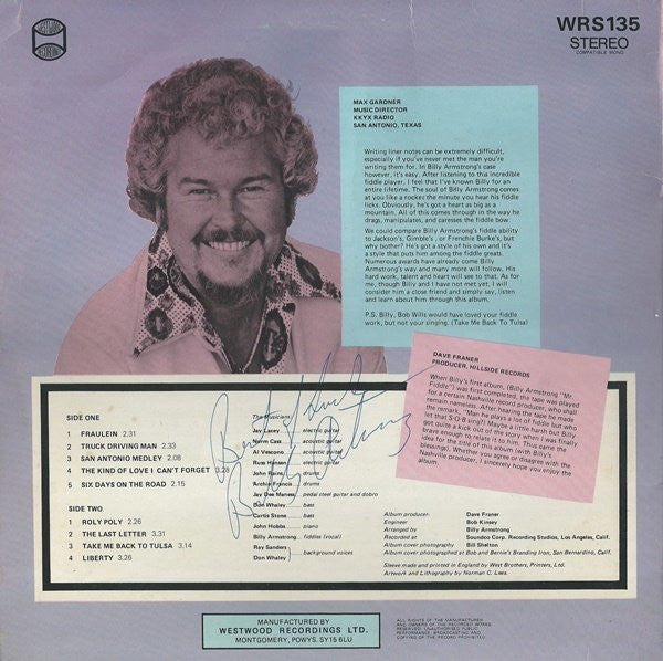 Billy Armstrong : Billy, Don't Sell Your Fiddle (Or, Who Let The S•O•B Sing?) (LP)