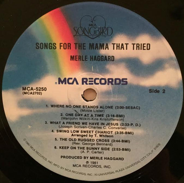 Merle Haggard : Songs For The Mama That Tried (LP, Album, Pin)