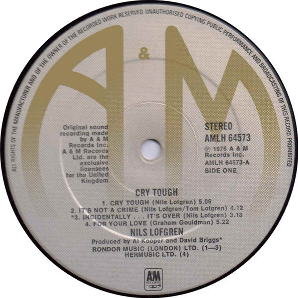 Nils Lofgren : Cry Tough (LP, Album)