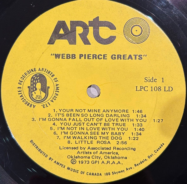 Webb Pierce : Greats (LP, Album, Pse)