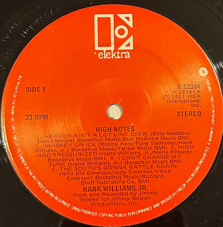 Hank Williams Jr. : High Notes (LP, Album)