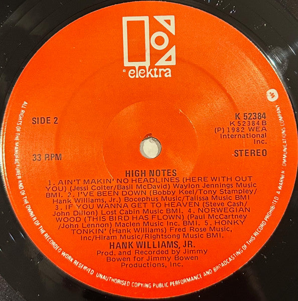 Hank Williams Jr. : High Notes (LP, Album)