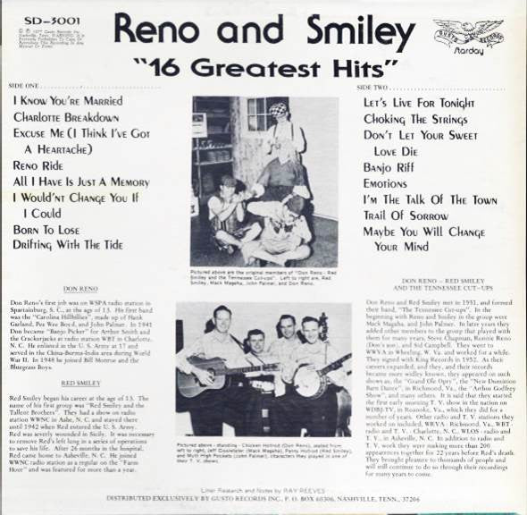 Reno And Smiley : 16 Greatest Hits (LP, Comp)