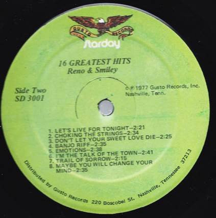 Reno And Smiley : 16 Greatest Hits (LP, Comp)