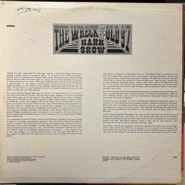 Hank Snow : The Wreck Of The Old 97 (2xLP, Comp)