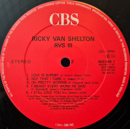 Ricky Van Shelton : Ricky Van Shelton III (LP, Album)