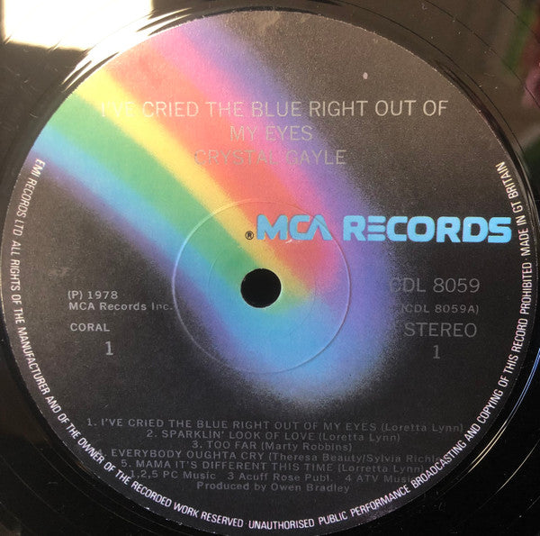Crystal Gayle : I've Cried The Blue Right Out Of My Eyes (LP, Album, Comp)