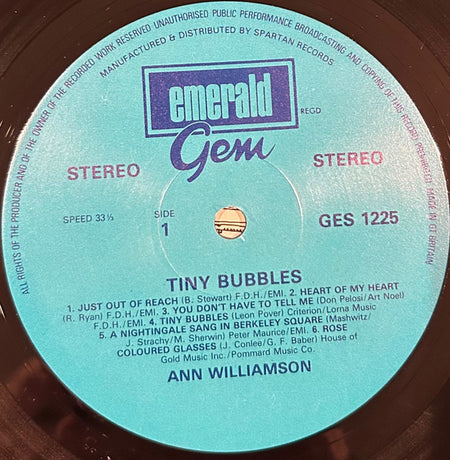 Ann Williamson : Tiny Bubbles (LP, Album)