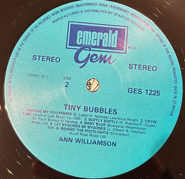 Ann Williamson : Tiny Bubbles (LP, Album)