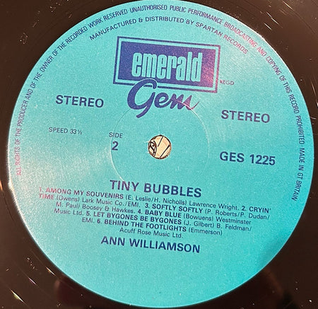 Ann Williamson : Tiny Bubbles (LP, Album)