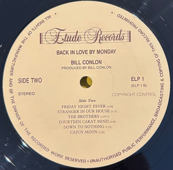 Bill Conlon : Back In Love By Monday (LP, Album)