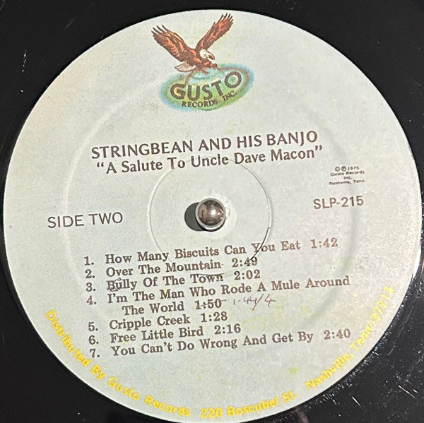 Stringbean : A Salute To Uncle Dave Macon (LP, Album, Blu)