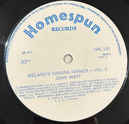 John Watts (8) : Ireland's Singing Farmer - Vol.2 (LP, Album)