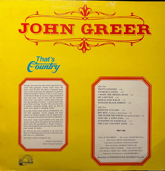 John Greer : That's Country (LP, Album)