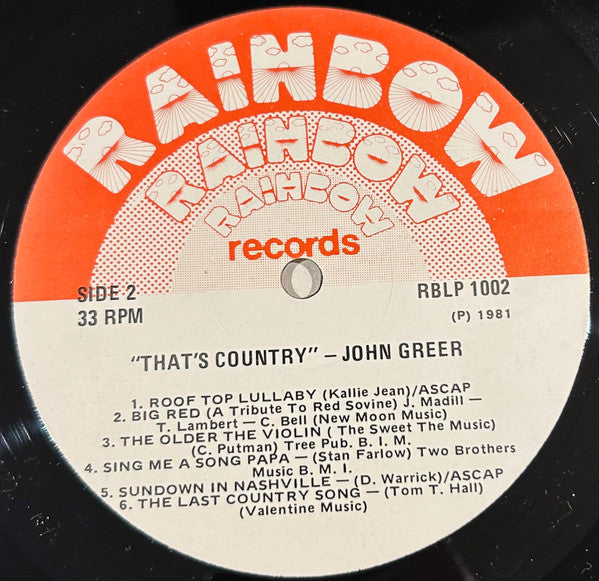 John Greer : That's Country (LP, Album)