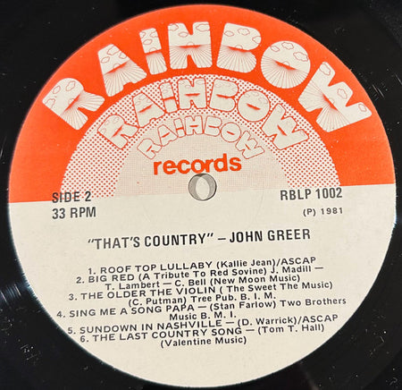 John Greer : That's Country (LP, Album)
