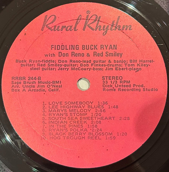 Buck Ryan With Don Reno & Red Smiley : Fiddling Buck Ryan With Don Reno & Red Smiley (LP, Album, Pin)