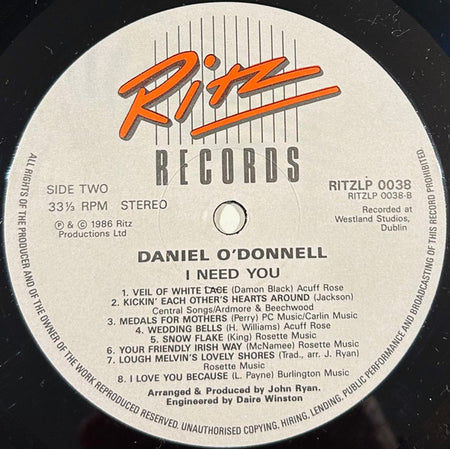 Daniel O'Donnell : I Need You (LP, Album)