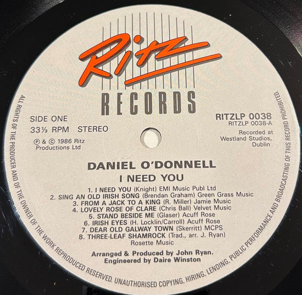 Daniel O'Donnell : I Need You (LP, Album)