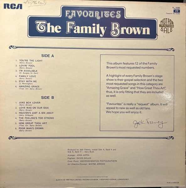 Family Brown (2) : Favourites (LP, Comp)