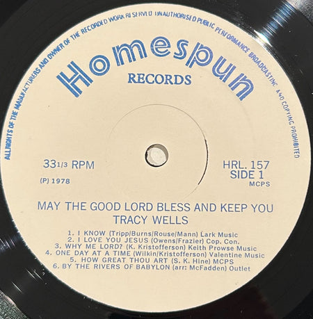 Tracy Wells : May The Good Lord Bless And Keep You (LP, Album)